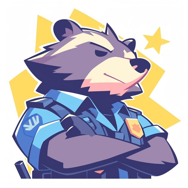 Vetor um raccoon astuto, estilo de desenho animado da polícia de trânsito.