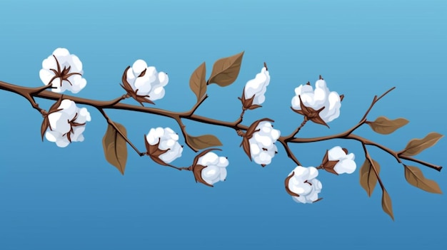 Vetor um ramo de uma flor branca com folhas castanhas