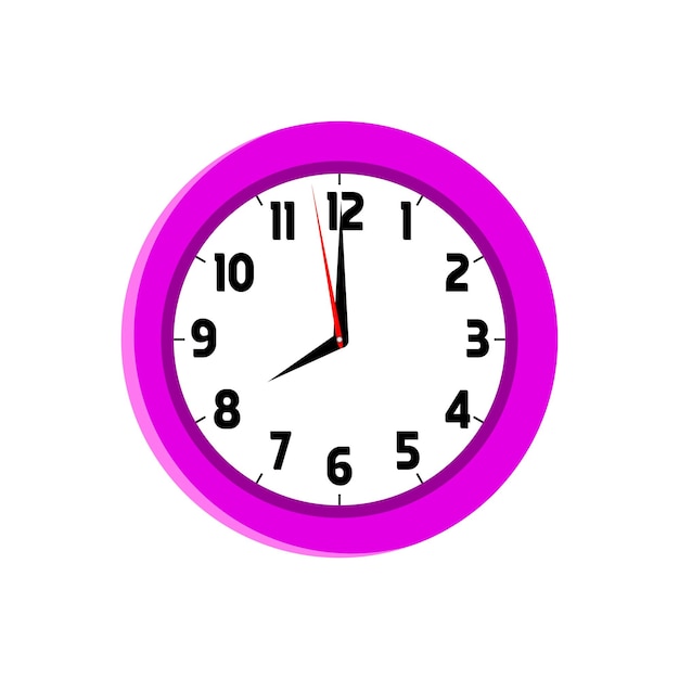 Vetor um relógio roxo com a hora 12:00 nele