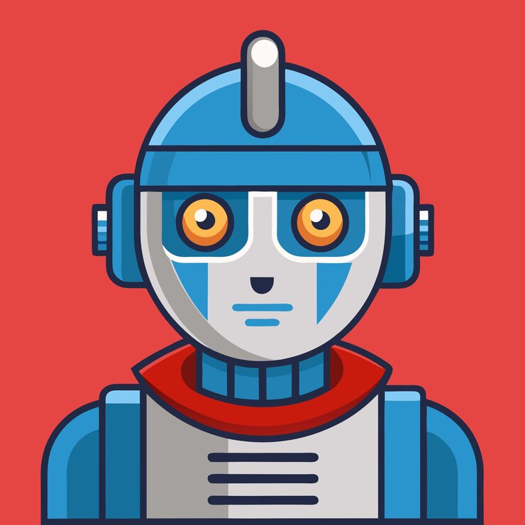 Vetor um robô bonito e amigável com olhos grandes e um sorriso amigável perfeito para livros infantis