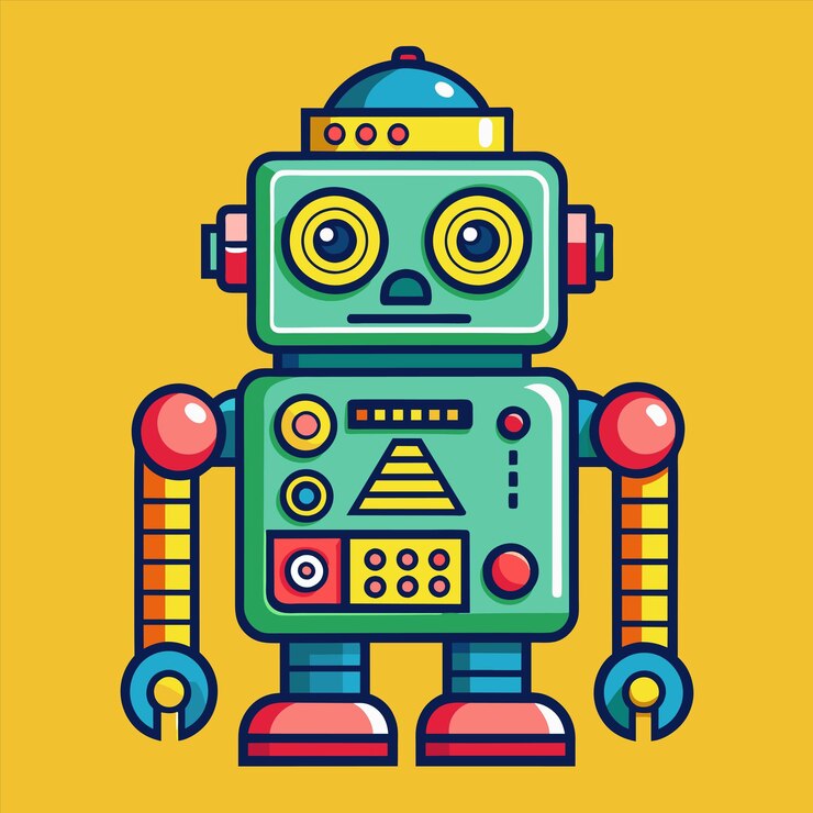 Vetor um robô colorido com um rosto desenhado nele