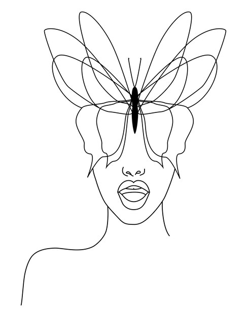 Um rosto com uma ilustração vetorial de borboleta borboleta