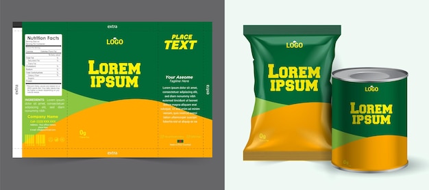 um saco de alimentos que é chamado a marca do produto