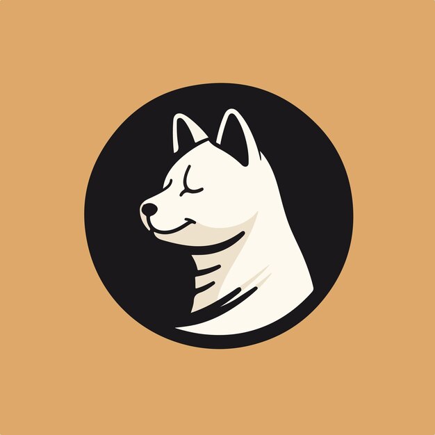 Um shiba e um logotipo de gato desenho animado simples