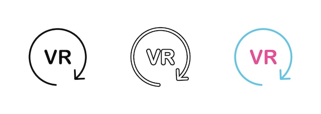Um símbolo redondo que representa o mundo da realidade virtual, retratando as infinitas possibilidades de experiências imersivas e interativas Conjunto vetorial de ícones em estilos de linha preta e colorida isolados