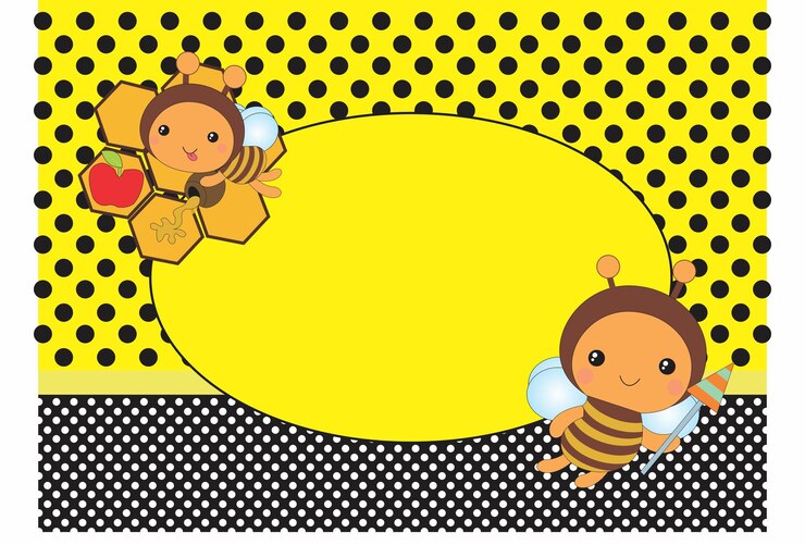 Vetor um sinal amarelo com uma abelha e um fundo amarelo com um círculo amarelo