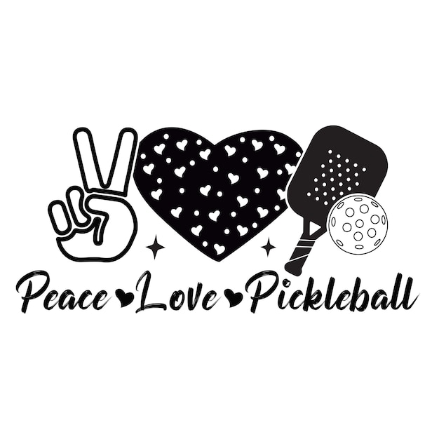 Vetor um sinal branco que diz design de camiseta de pickleball de amor à paz