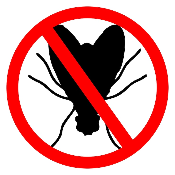 Vetor um sinal com um mosquito nele que diz que não há insetos