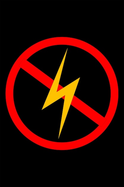 Vetor um sinal de símbolo sem eletricidade no círculo vermelho sem luz