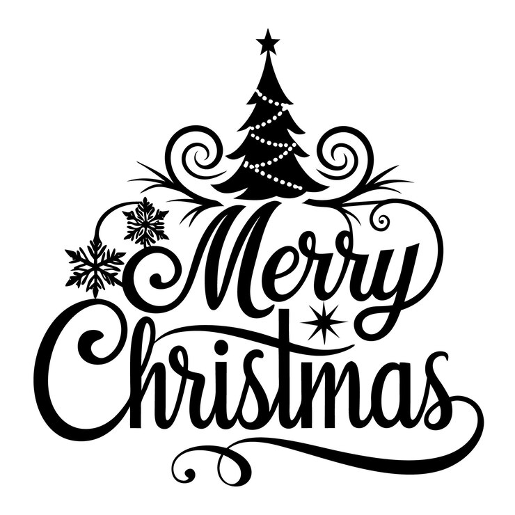 Vetor um sinal preto e branco que diz feliz natal