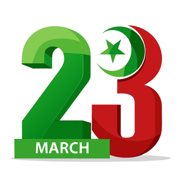 Vetor um sinal verde e branco que diz 23 de março dia do paquistão ilustração vetorial