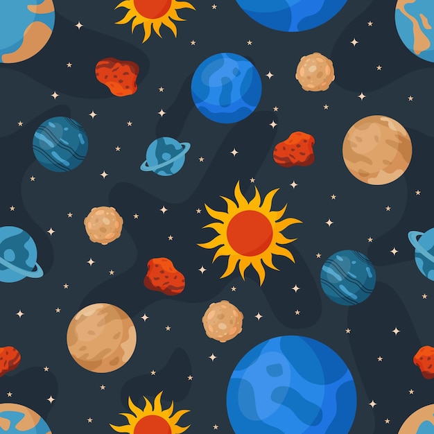 um sistema solar com planetas e sol nele