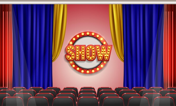 Vetor um teatro com uma placa que diz show nele