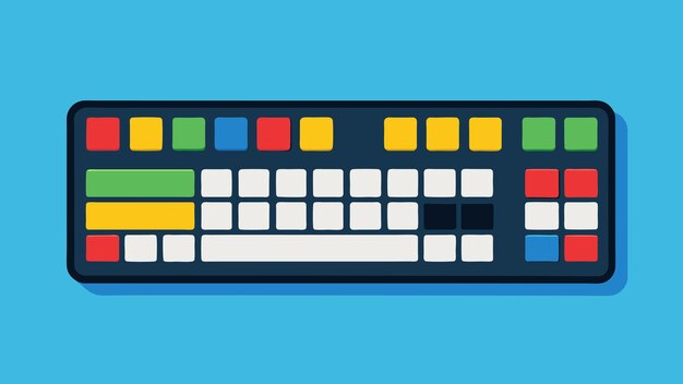 Vetor um teclado especializado com teclas ampliadas e codificadas por cores para ajudar as pessoas com dificuldade motora fina e