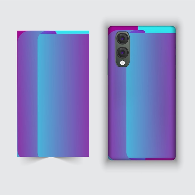 Vetor um telefone roxo e azul com uma tampa roxa e um caso azul e roxo