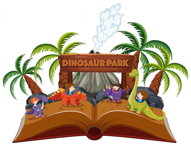 Vetor um tema pop up livro dinossauro