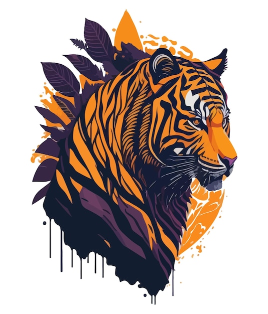 Um tigre com um fundo colorido