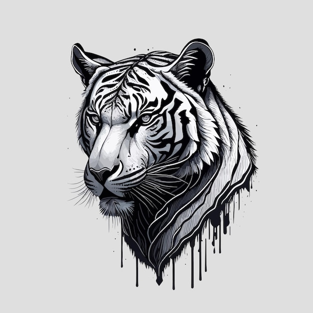 Preto e branco retrato do uma tigre em uma Preto fundo. 3d Renderização, ai  generativo imagem 23180313 Foto de stock no Vecteezy