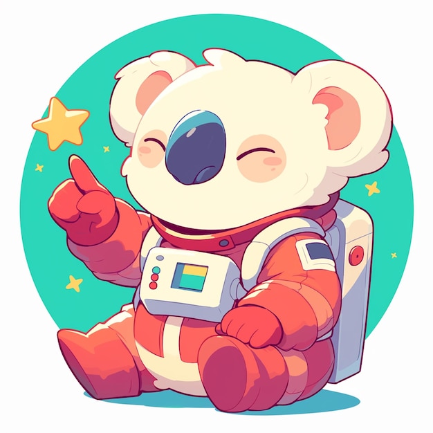 Vetor um tipo de koala astronauta estilo desenho animado