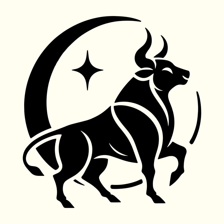 Vetor um touro preto com uma estrela.