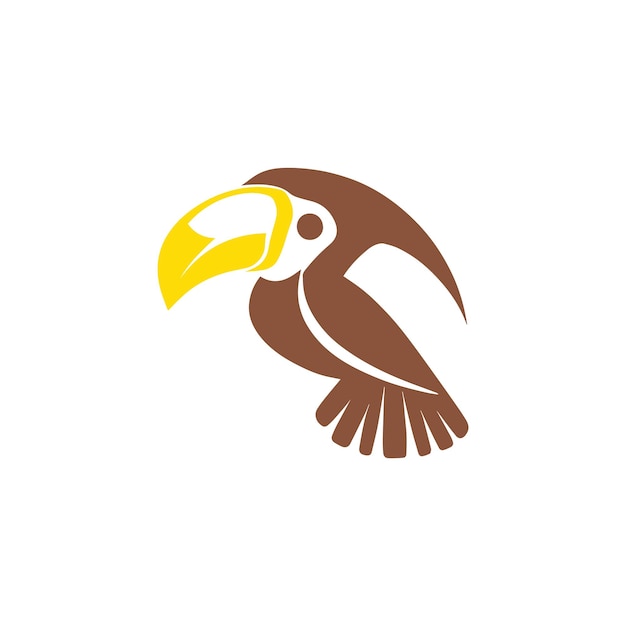 Um tucano com um bico amarelo está voando no ar.