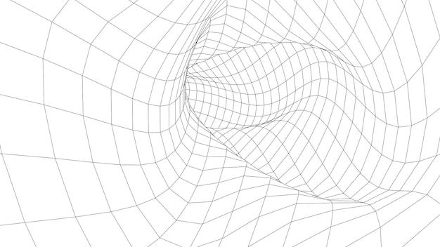 Um túnel abstrato com uma grade 3d de estrutura de malha de túneis e corredores vector wormhole