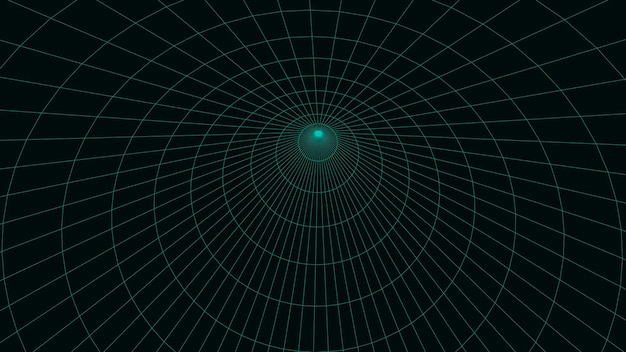 Um túnel abstrato com uma grade 3D de estrutura de malha de túneis e corredores Vector wormhole