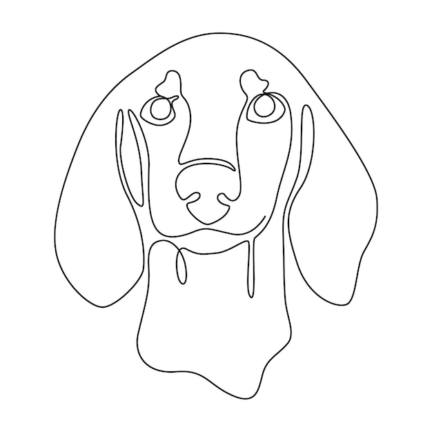 Vetor um único desenho de linha contínua dachshund de pelo curto vetor retrato de raça de cão de estilo minimalista