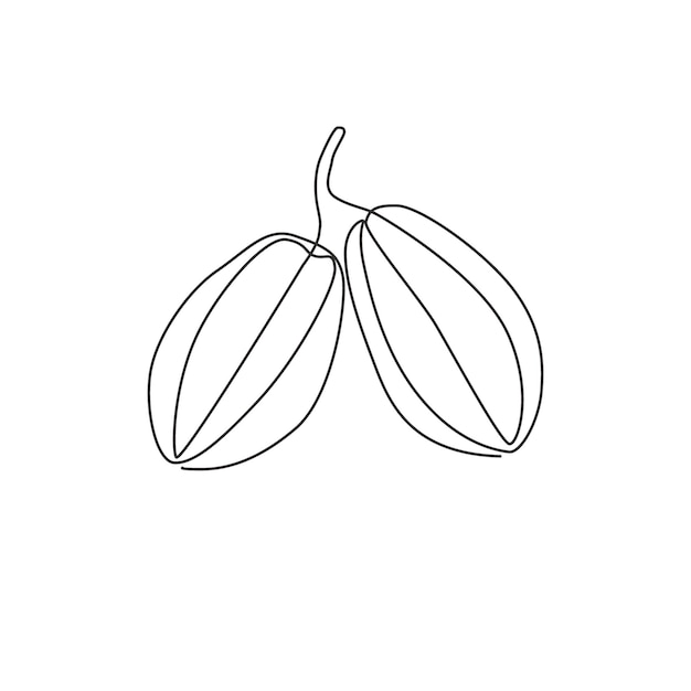 Vetor um único desenho de linha de todo orgânico saudável para o logotipo do pomar de carambola ícone de carambola fresca