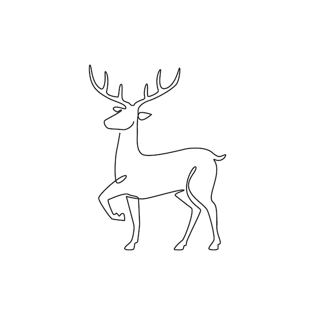 Um único desenho de linha de um adorável e engraçado cervo mamífero para a identidade do logotipo do zoológico público da empresa