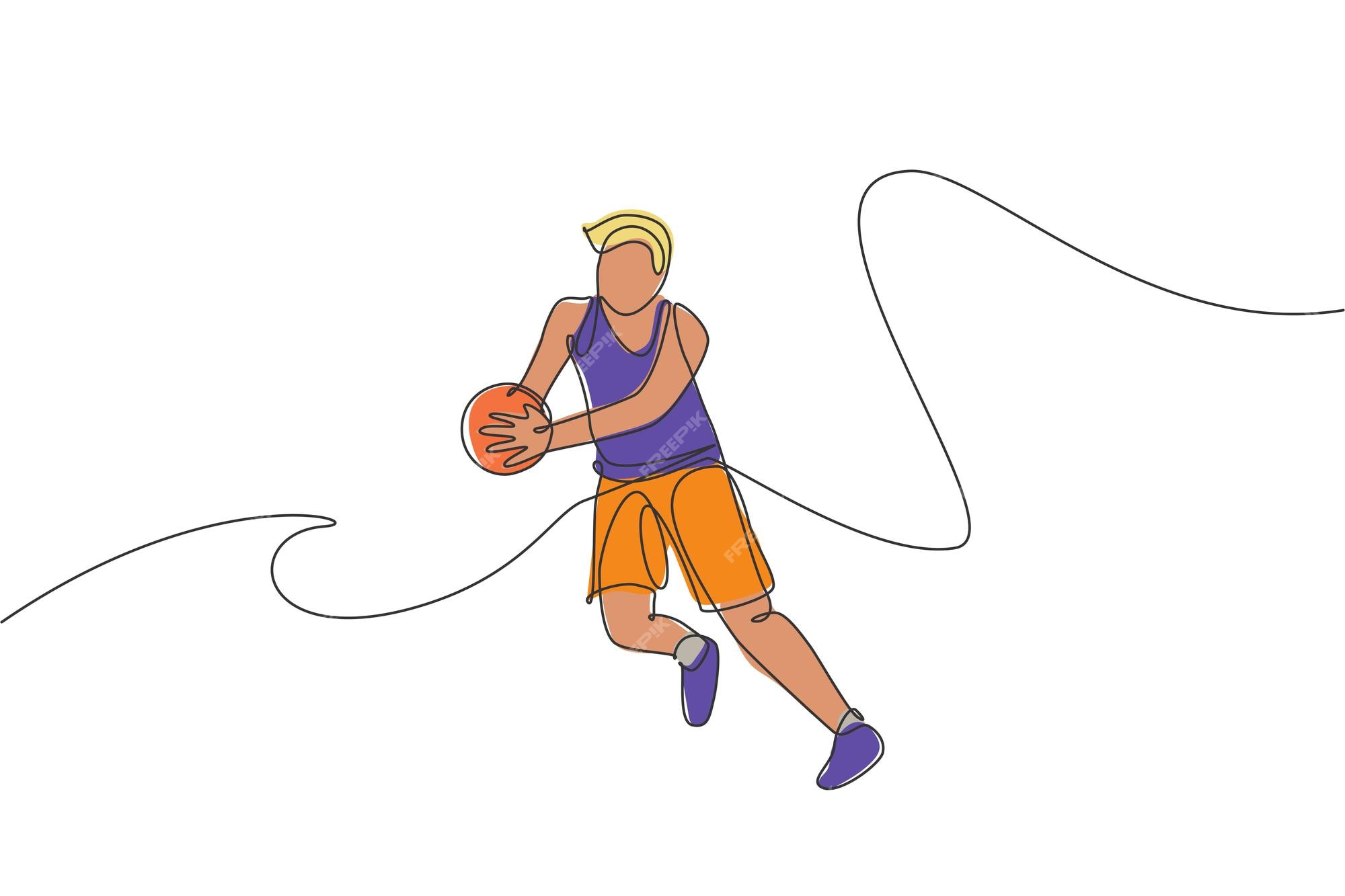 aplicativo on-line ao vivo de basquete de desenho de linha único