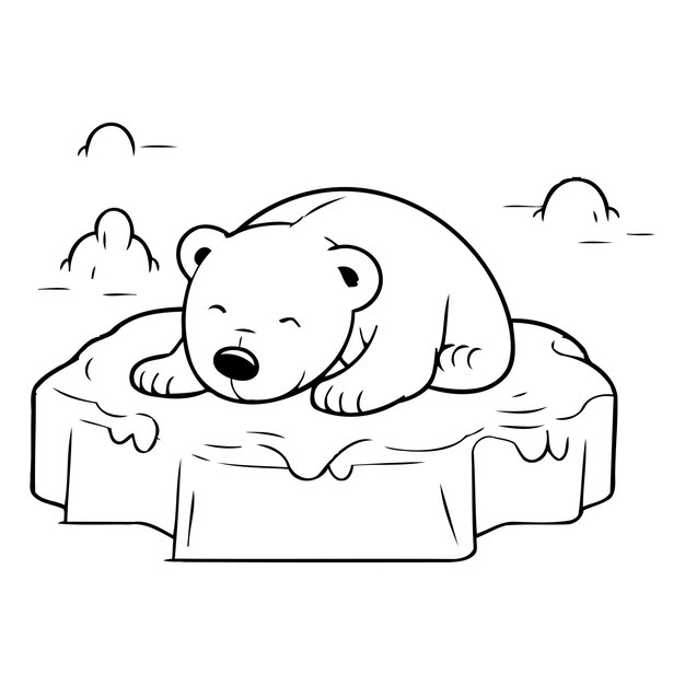 Vetor um ursinho polar bonito dormindo em um bloco de gelo ilustração vetorial