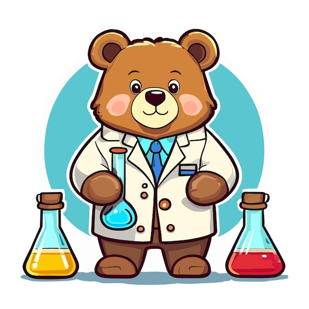 Um urso adorável um médico um cientista