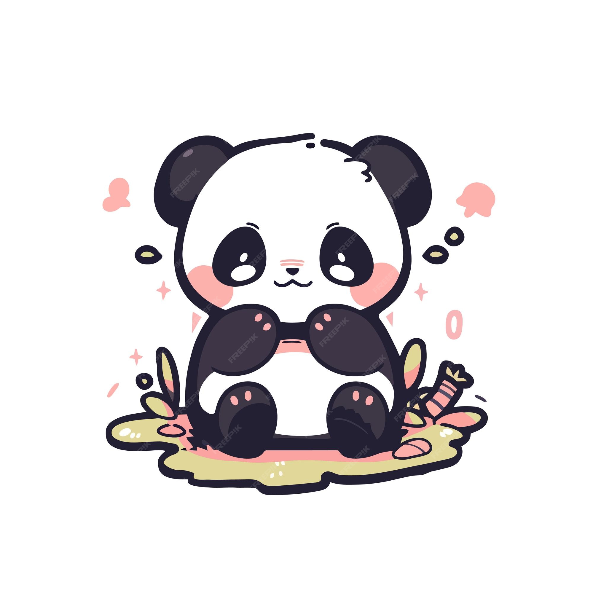 animê kawaii panda logotipo é absolutamente adorável a panda's volta face e  grande olhos dar isto uma fofa e amigáveis Veja 20841235 Vetor no Vecteezy