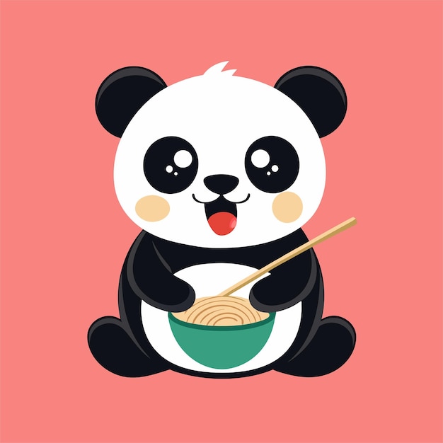 um urso panda segurando uma tigela de comida com uma tigela De comida nele