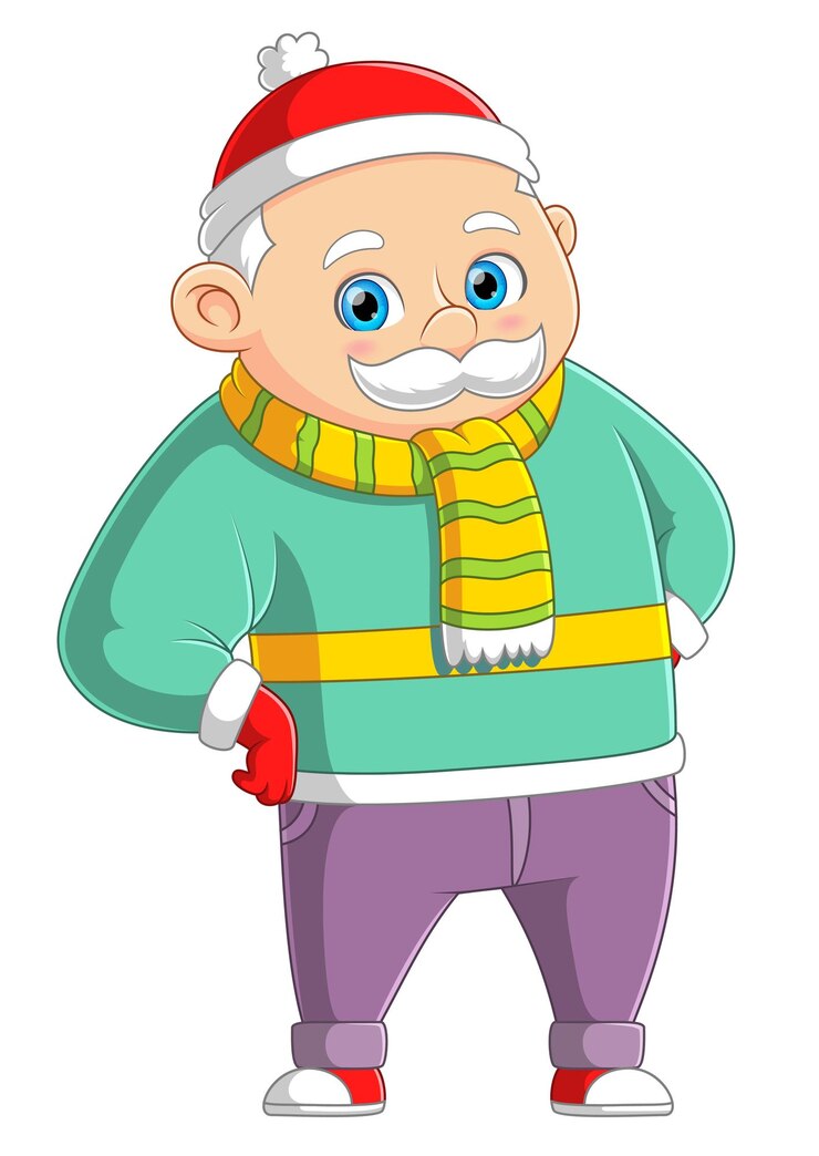 Um velho com boa pose na temporada de inverno