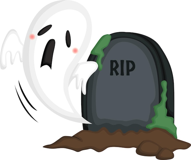 um vetor de um fantasma assustador saindo de uma tumba