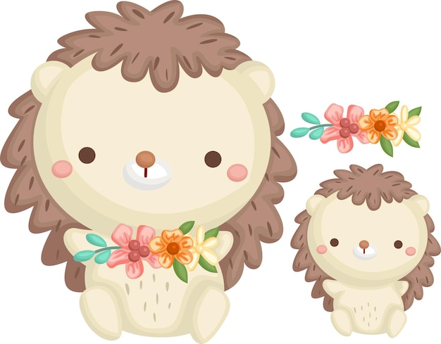 um vetor de um ____ fofo com uma coroa de flores