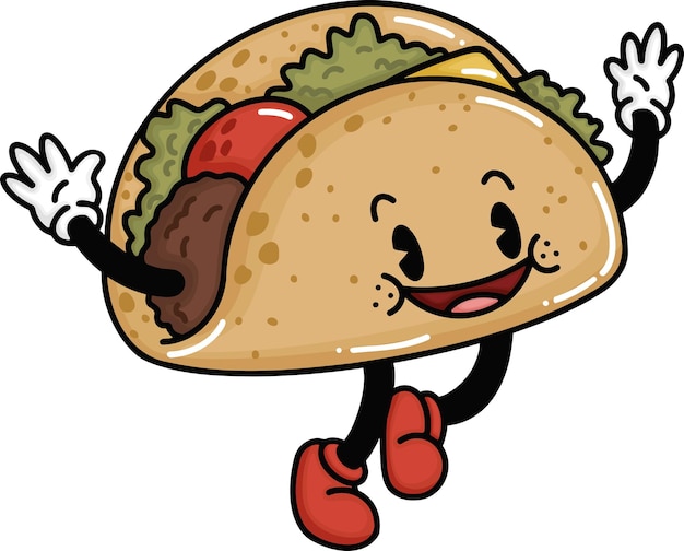 Um vetor de um taco de desenho animado fofo