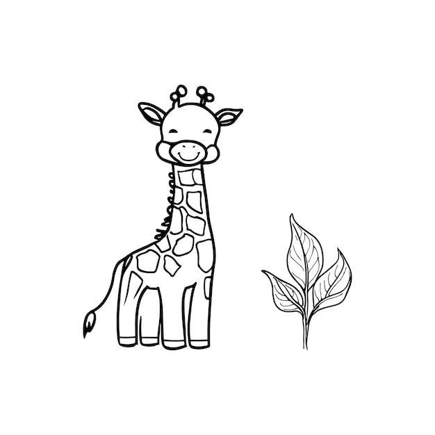Vetor um vetor de uma girafa fofa na coloração preto e branco