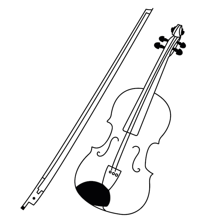 Vetor um violino com um arco e notas nele