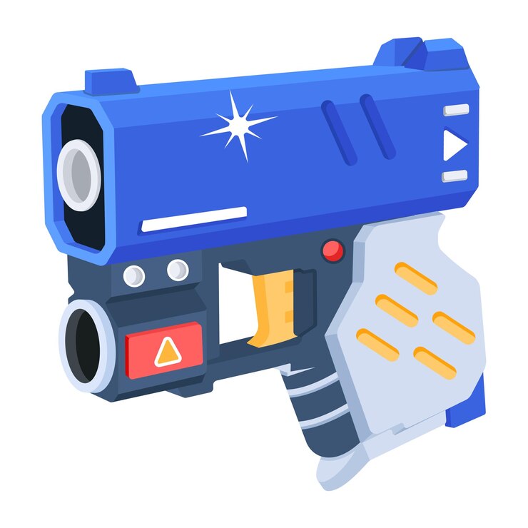 Vetor uma arma azul com um triângulo amarelo escrito "star wars".