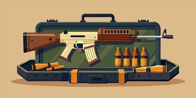 Vetor uma arma com uma arma na parte superior e um conjunto de armas na parte inferior