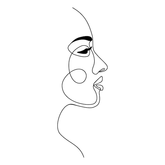 Uma arte de linha simples do rosto de uma mulher