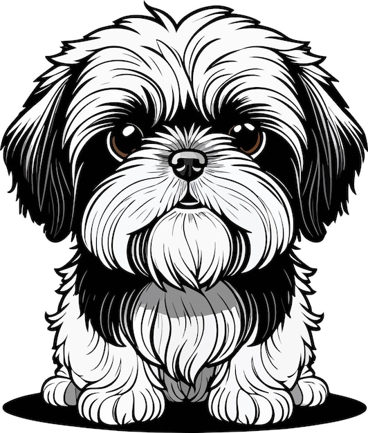 Vetor uma arte incrível e adorável de cachorrinho de shih tzu.