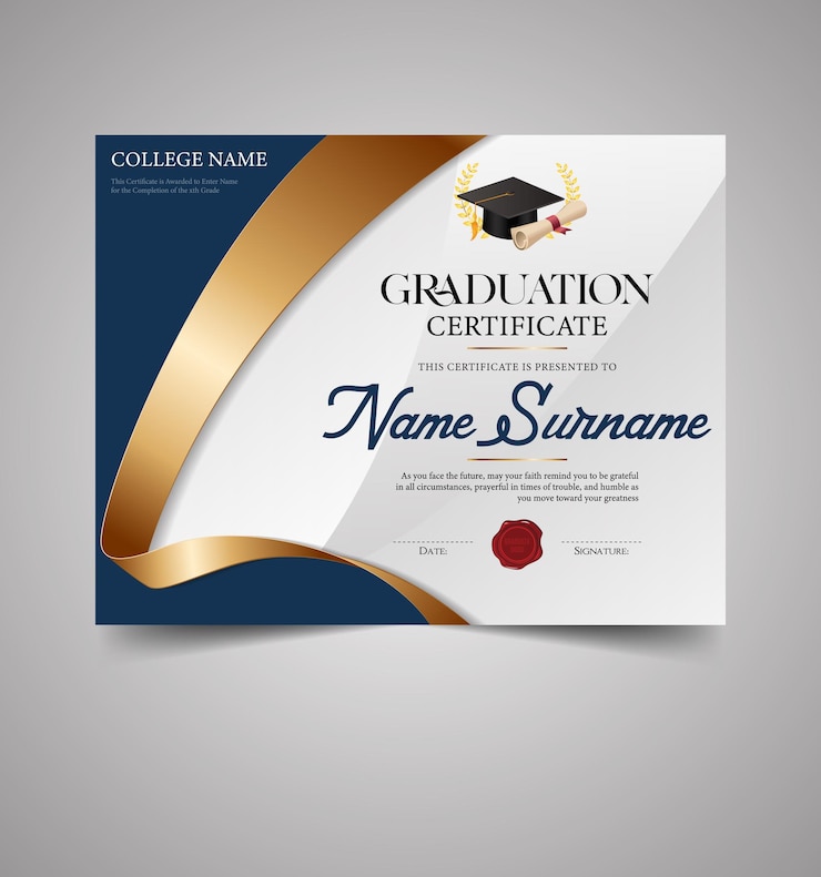 Vetor uma bandeira branca e dourada que diz chapéu de graduação