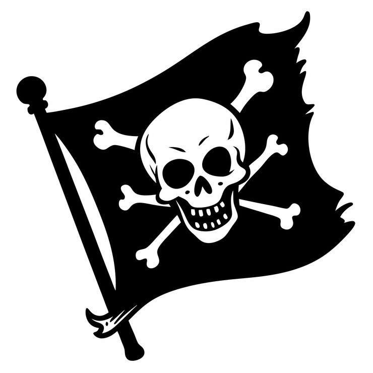 Vetor uma bandeira de crânio e ossos cruzados com um crânio sorridente