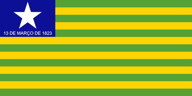 Vetor uma bandeira listrada de verde e amarelo com as palavras 