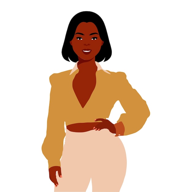 Vetor uma bela mulher negra em um vector de estilo artístico elegante.