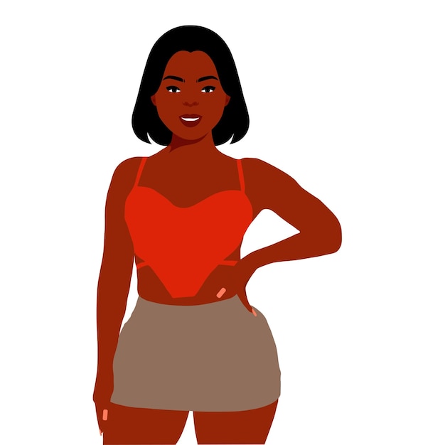 Uma bela mulher negra em um vector de estilo artístico elegante.